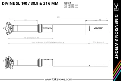 Bike Yoke BikeYoke Divine SL 100 Mm 30.9 Dropperpost (Uden Remote) -Cykel Salgsbutik BikeYoke Dimensions Divine SL 100 min