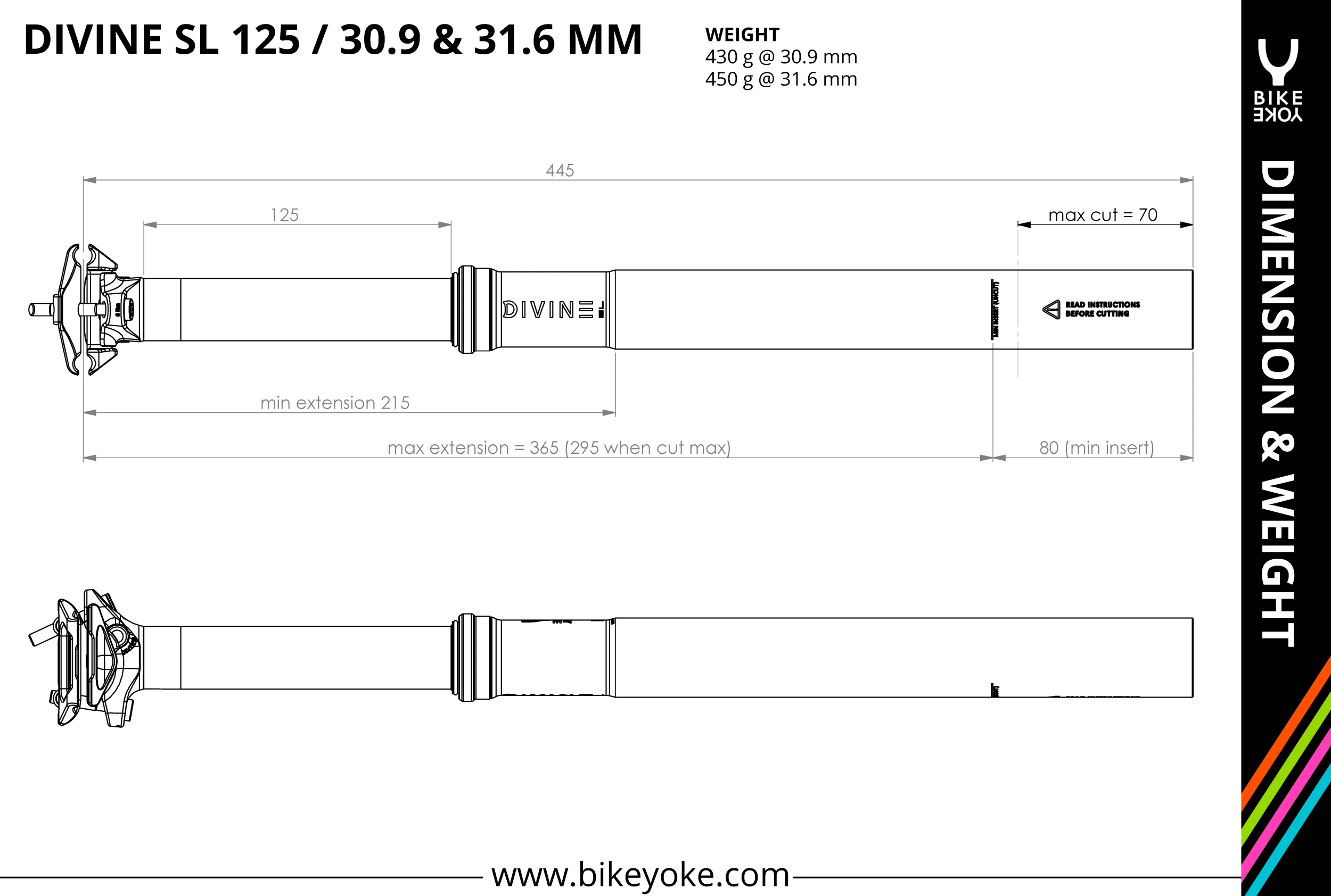 Bike Yoke BikeYoke Divine SL 125 Mm 30.9 Dropperpost (Uden Remote) 8 Bike Yoke BikeYoke Divine SL 125 Mm 30.9 Dropperpost (Uden Remote) - Billede 6
