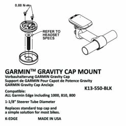 K-Edge Garmin Gravity Top Cap Mount – Sort -Cykel Salgsbutik UPC 3x3 K13 550 BLK 510x510 1